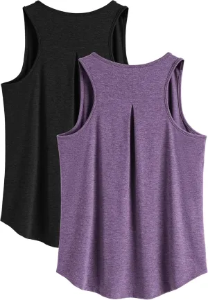 PINSPARK Workout Tops for Women Racerback Tank Top Pack Sleeveless Athletic Running Tops Loose Gym Shirt Quick Dry Yoga Tank