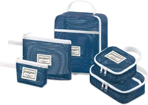 popgear 5 Pcs Makeup Bags, Cosmetics Bag Set for Travel Organize for Cosmetics, Toiletry, Travel Essentials, Daily Accessories, 5pack, Navy