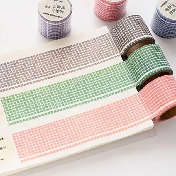Salt wide grid washi tape Solid color square Decorative material  NP-000159