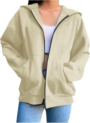 Shacket Womens Tops Long Sleeve Zip Up Jacket Shirts Dressy Casual Loose Fit Sweatshirt Girls Fashion Daily Hoodie