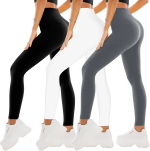 SINOPHANT 3 Pack Leggings for Women - High Waisted Tummy Control Buttery Soft Yoga Pants for Workout Athletic