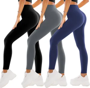 SINOPHANT 3 Pack Leggings for Women - High Waisted Tummy Control Buttery Soft Yoga Pants for Workout Athletic