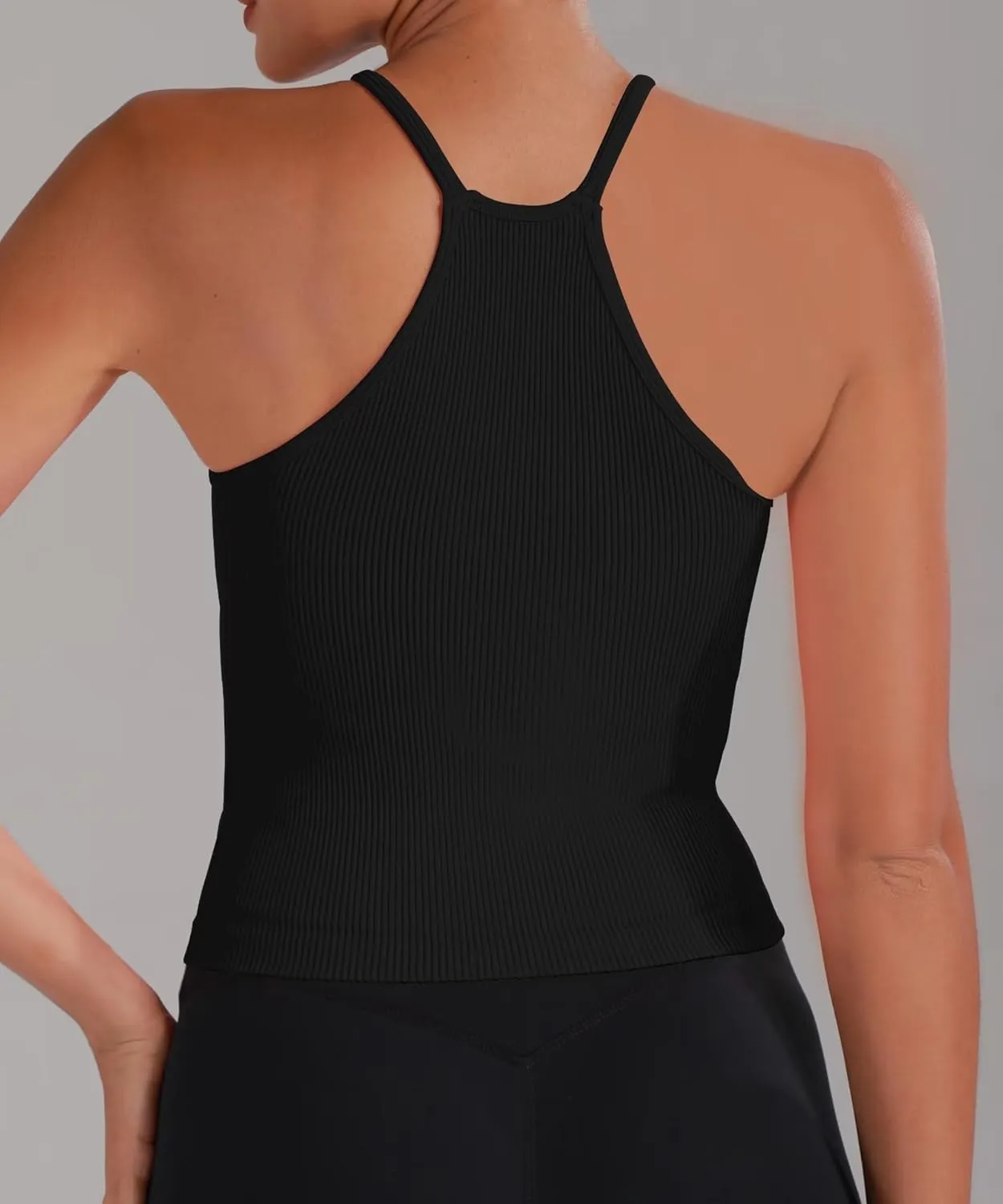 Sunzel Free to Be Tank, Crop Ribbed Tank Tops Seamless Racerback Camisoles No pad Camis Cropped Workout Gym Yoga