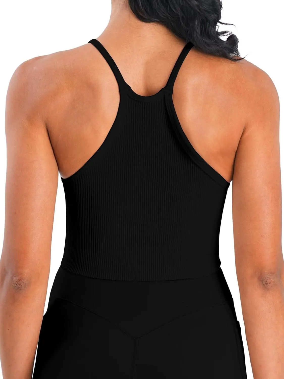 Sunzel Free to Be Tank, Crop Ribbed Tank Tops Seamless Racerback Camisoles No pad Camis Cropped Workout Gym Yoga