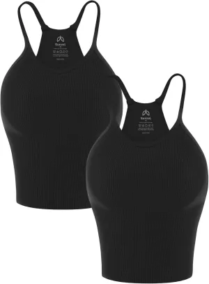 Sunzel Free to Be Tank, Crop Ribbed Tank Tops Seamless Racerback Camisoles No pad Camis Cropped Workout Gym Yoga