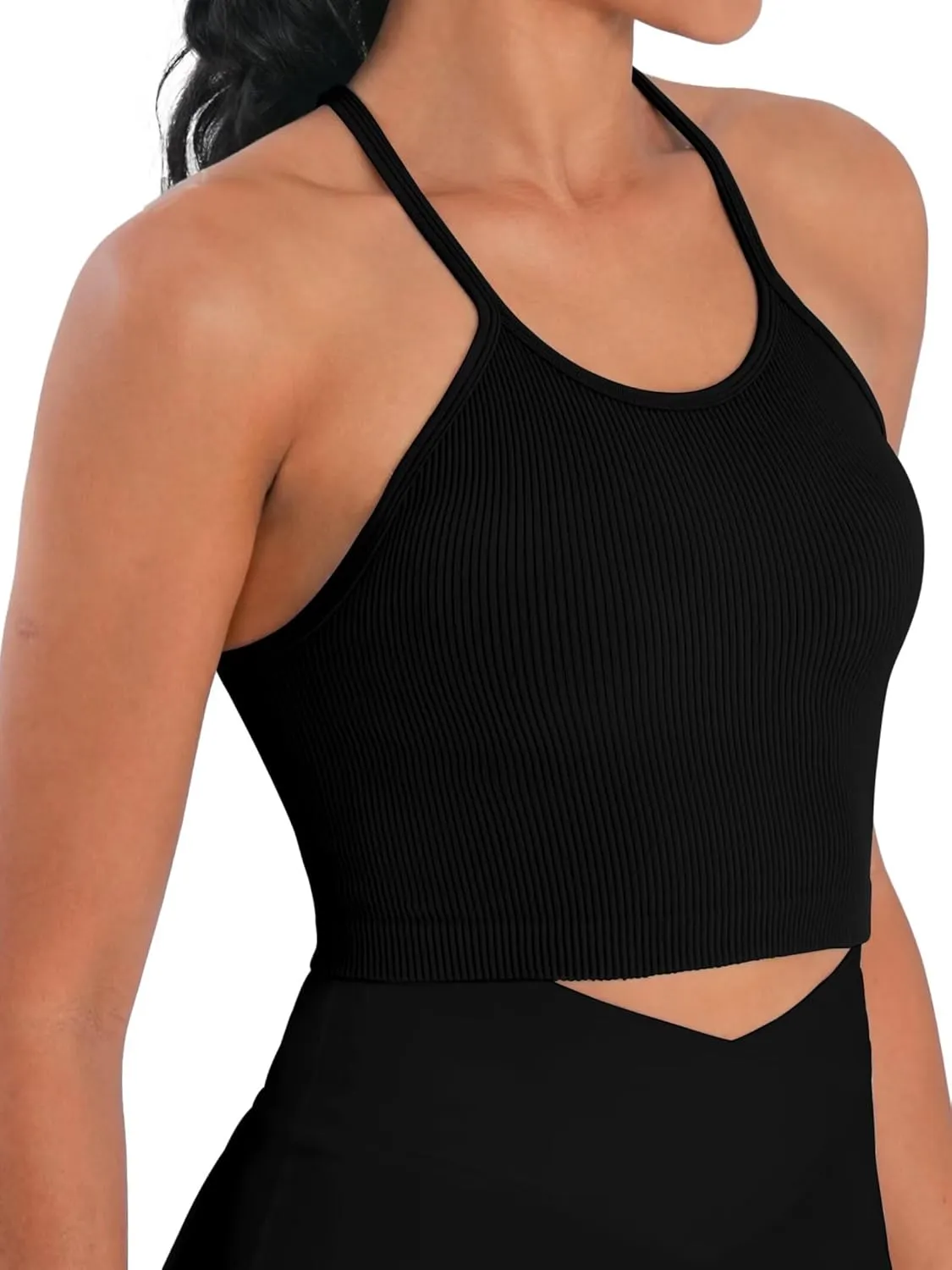 Sunzel Free to Be Tank, Crop Ribbed Tank Tops Seamless Racerback Camisoles No pad Camis Cropped Workout Gym Yoga