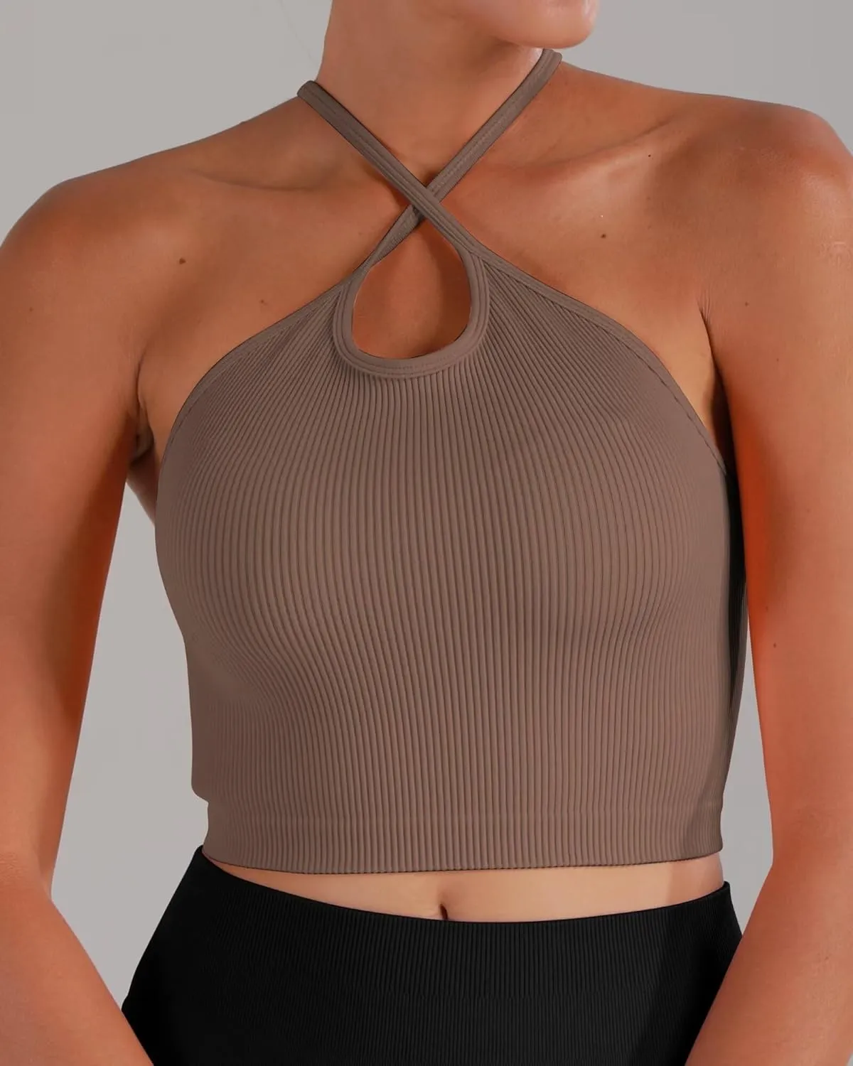 Sunzel Free to Be Tank, Crop Ribbed Tank Tops Seamless Racerback Camisoles No pad Camis Cropped Workout Gym Yoga