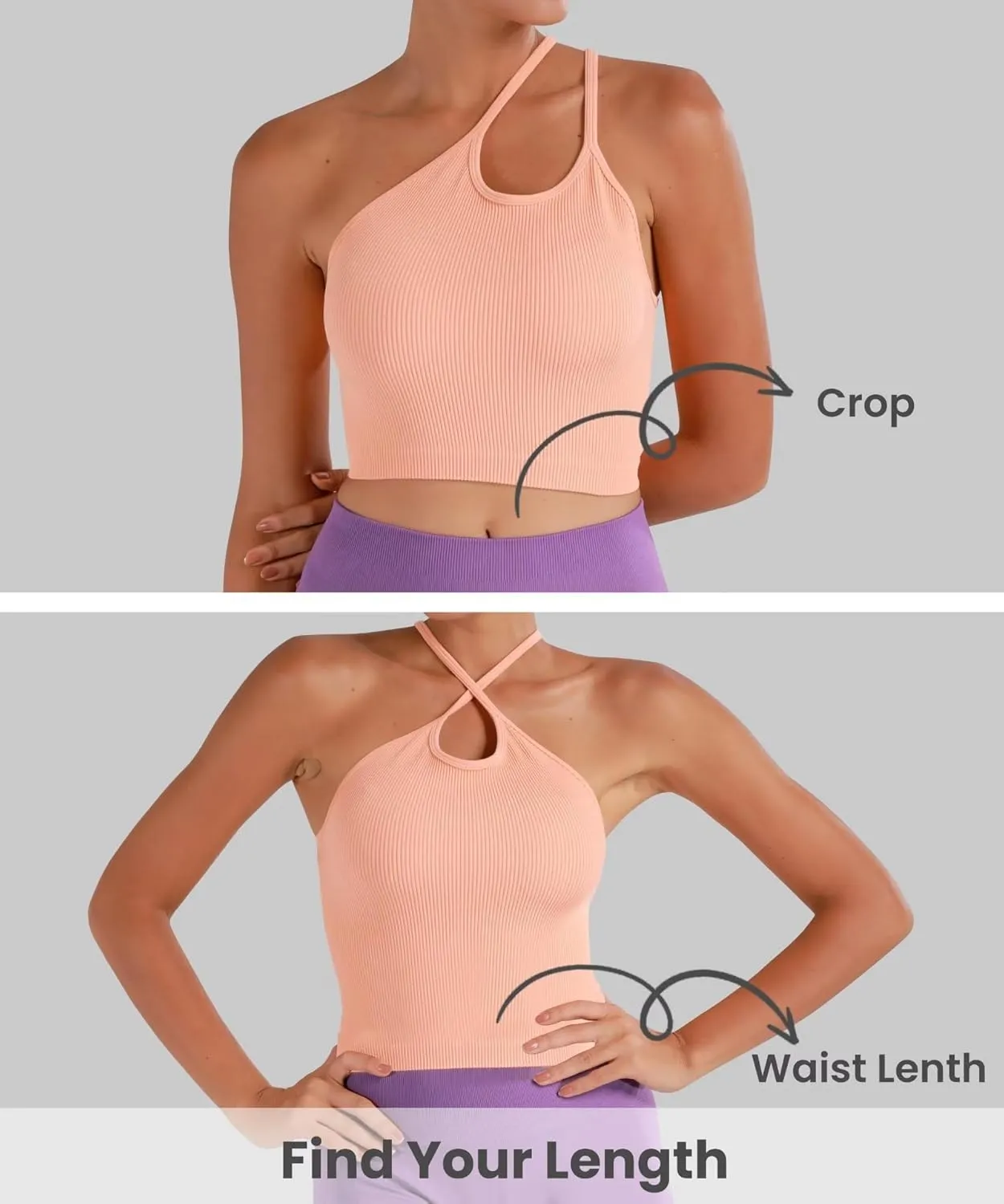 Sunzel Free to Be Tank, Crop Ribbed Tank Tops Seamless Racerback Camisoles No pad Camis Cropped Workout Gym Yoga