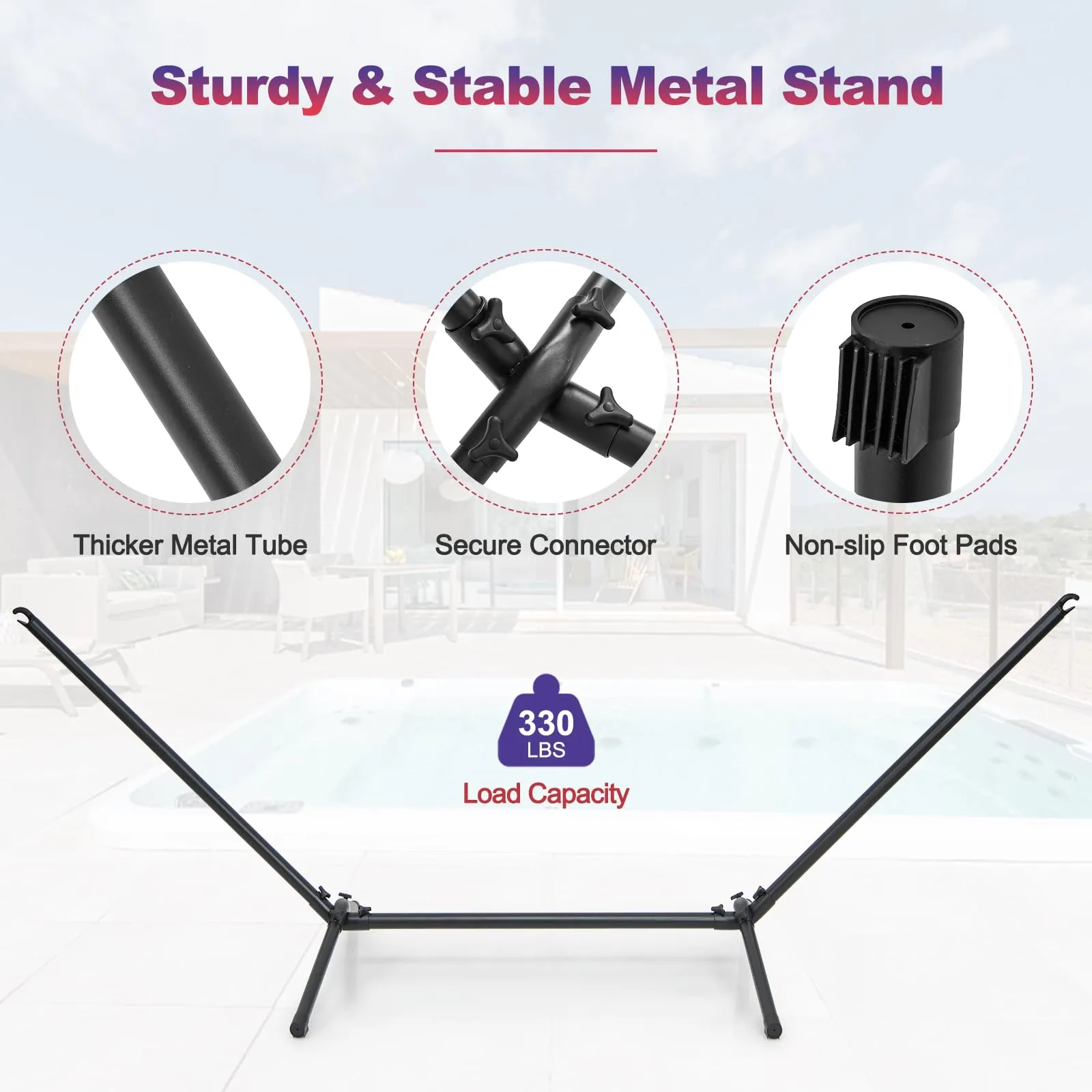 Tangkula Hammock with Stand, 10.5Ft Space Saving Steel Hammock Stand with Cotton Hammock & Carrying Bag