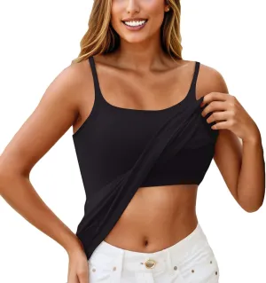 Tank Top with Built in Bra for Women Sports Cute Cami Shirts Spring Summer Workout Camisoles Sleeveless Under Clothes