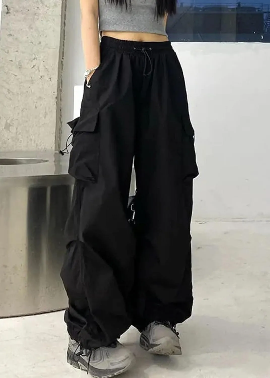 TSMNZMU Womens Baggy Cargo Pants Casual Hiking Trousers Loose Fit Parachute Pants Y2K Hight Waist Mutil Pocket Trousers