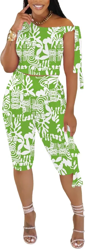 Two Piece Sets for Women Summer Outfits Off The Shoulder Tops Pants Sets Sexy Jumpsuits Vacation Outfits Matching Sets