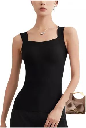 U Neck Shapewear Built-in Bra Tank Shaping Camisoles Built in Bra Shaper Cami Tank Top Support Women Slimming Tummy Tanktop