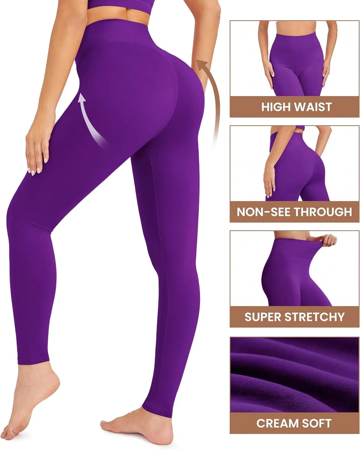 VALANDY High Waisted Leggings for Women Stretch Tummy Control Workout Running Yoga Pants Reg&Plus Size