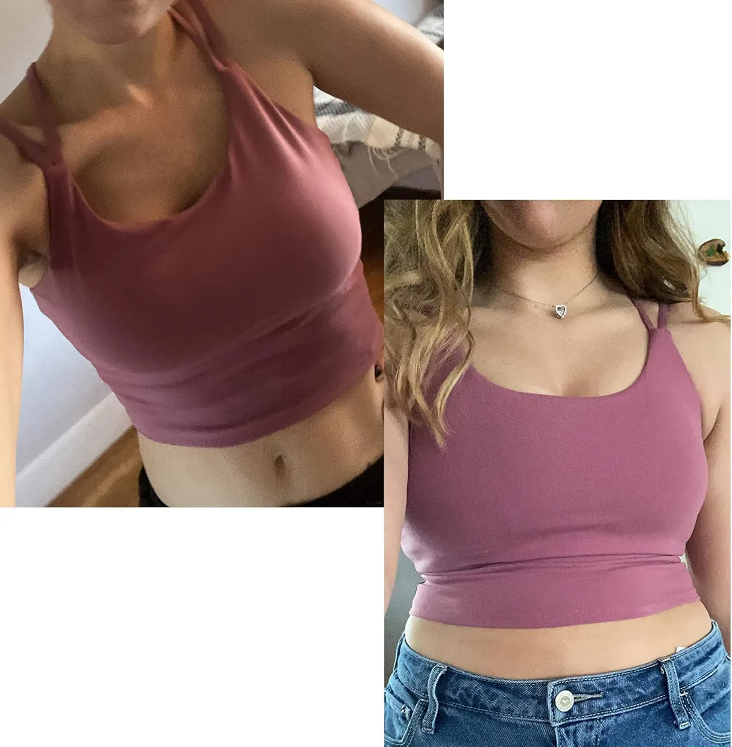 Vorcy Womens Padded Sports Bra Fitness Workout Running Camisole Crop Top with Built in Bra