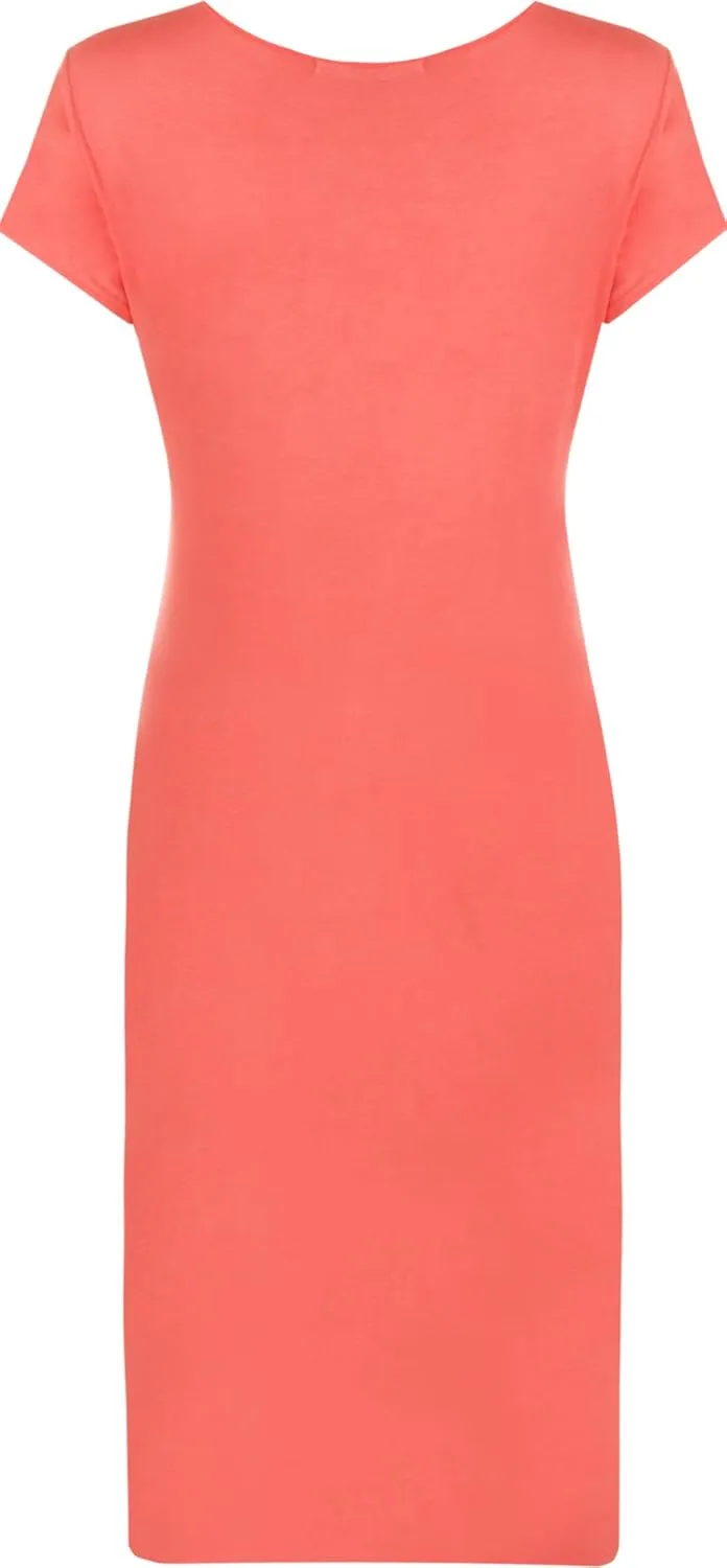 WearAll Womens Plus Size Plain Short Sleeve Stretch Ladies Jersey Midi Dress 4-22