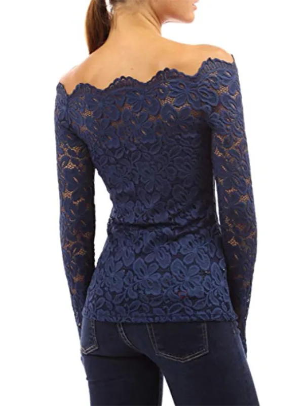 Women Floral Lace Off Shoulder Blouse