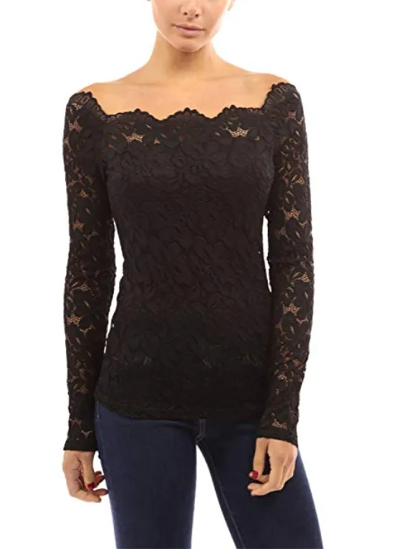 Women Floral Lace Off Shoulder Blouse