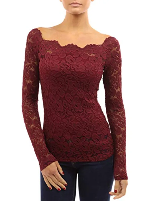 Women Floral Lace Off Shoulder Blouse