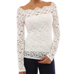 Women Floral Lace Off Shoulder Blouse