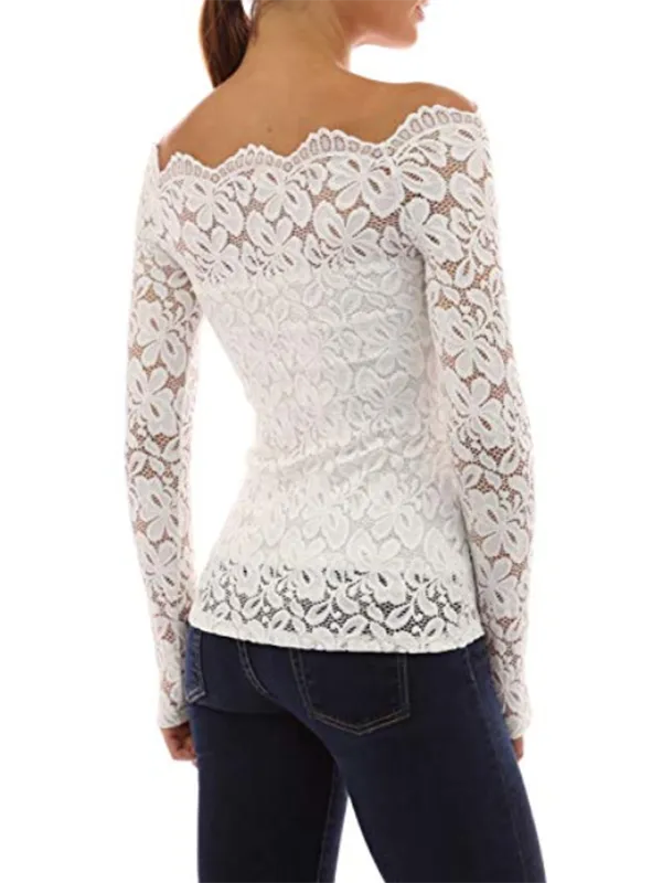 Women Floral Lace Off Shoulder Blouse