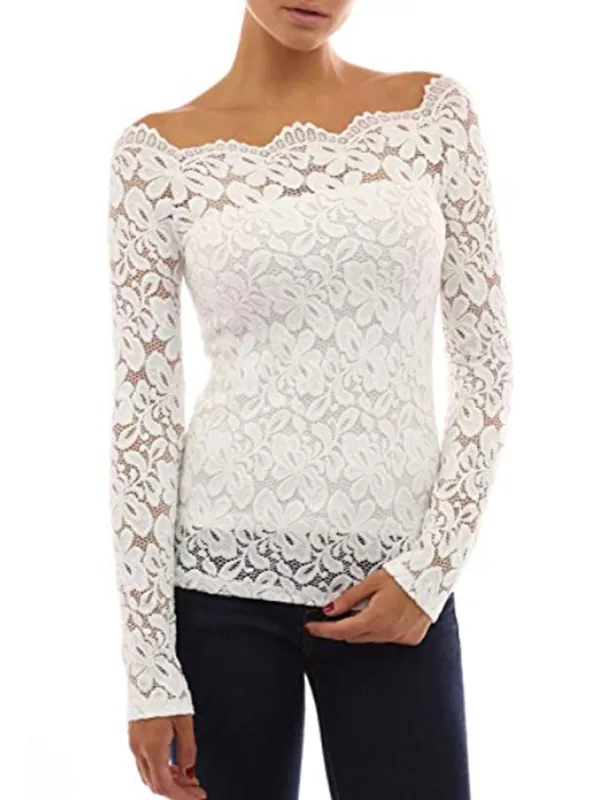 Women Floral Lace Off Shoulder Blouse