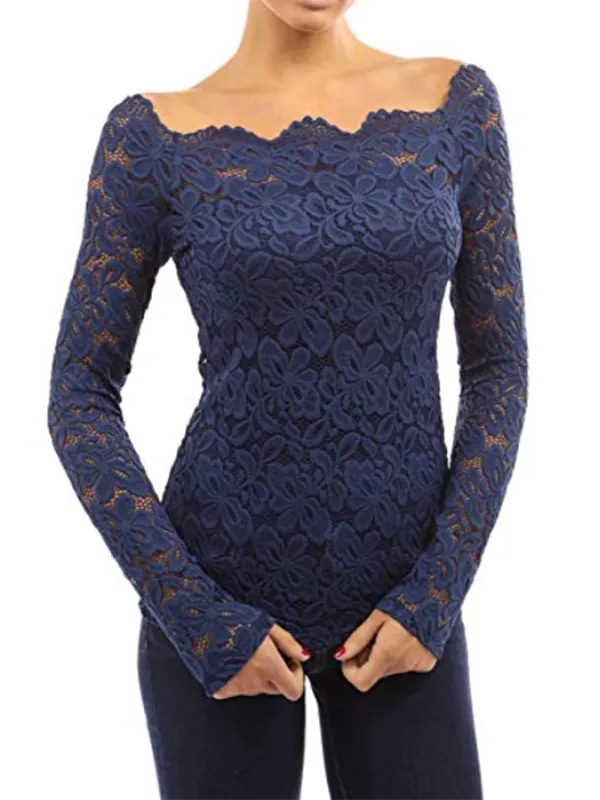 Women Floral Lace Off Shoulder Blouse