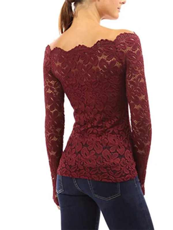 Women Floral Lace Off Shoulder Blouse