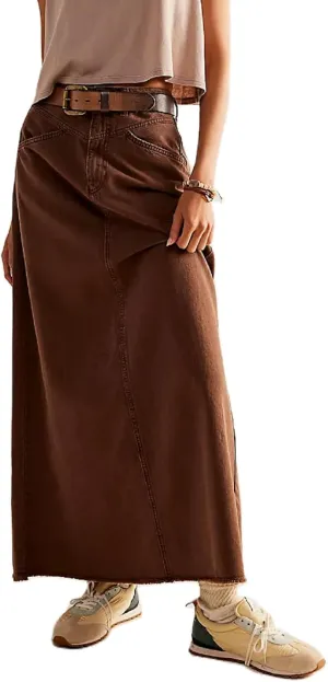 Women Mid Rise Denim Long Skirt Button Down A Line Jeans Skirt Bodycon Maxi Skirt Vintage Streetwear