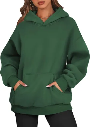 Women Solid Basic Hoodies Fall Outfits Long Sleeve Sweatshirts Pullover Drop Shoulder Tops with Pocket
