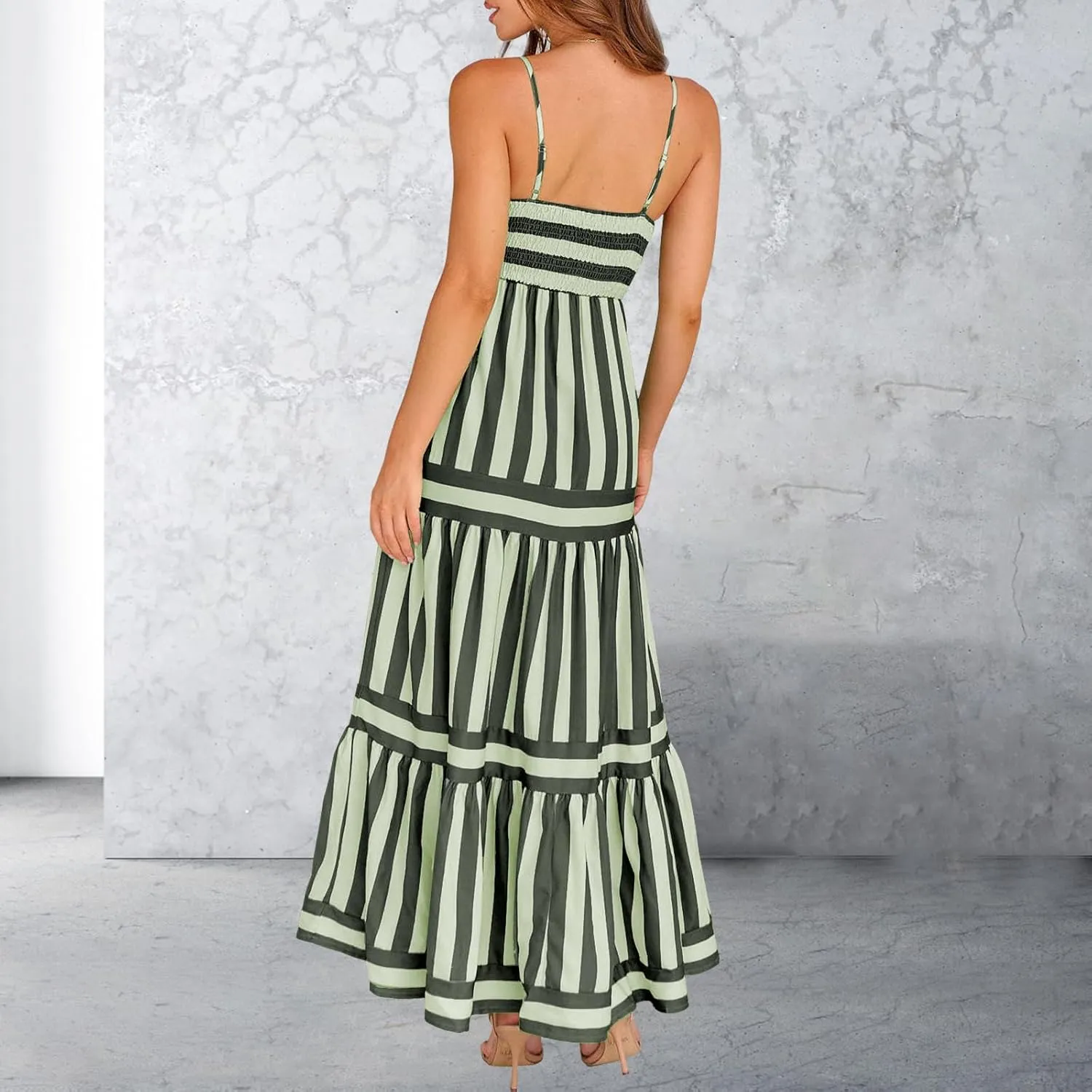 Women Spaghetti Strap Graffiti Maxi Dress Sleeveless Loose Boho Flowy Long Sundress Colorful A Line Beach Sundress