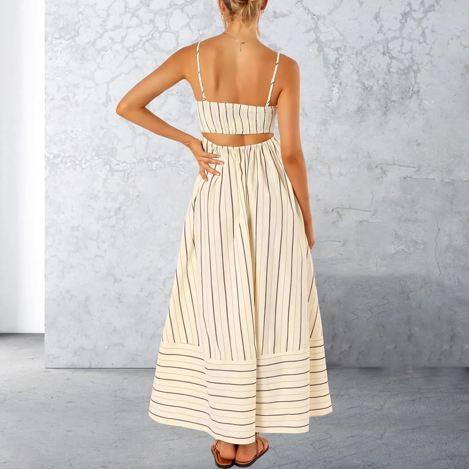 Women Spaghetti Strap Graffiti Maxi Dress Sleeveless Loose Boho Flowy Long Sundress Colorful A Line Beach Sundress