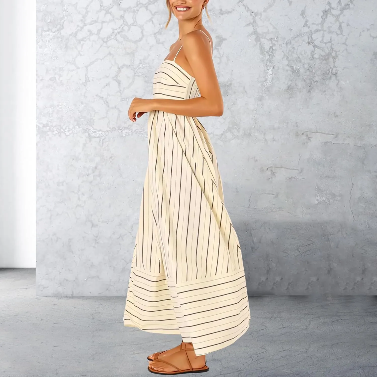 Women Spaghetti Strap Graffiti Maxi Dress Sleeveless Loose Boho Flowy Long Sundress Colorful A Line Beach Sundress