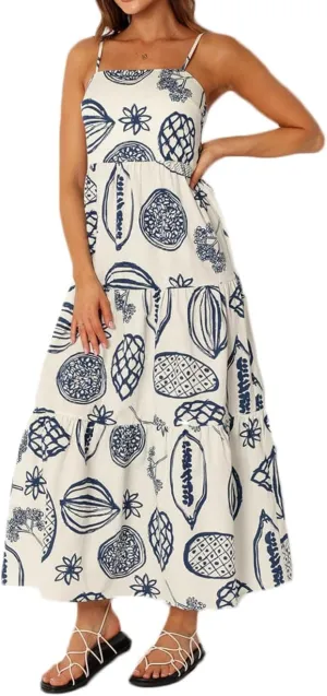 Women Spaghetti Strap Maxi Dress Colorful A Line Swing Long Smocked Picnic Dress Boho Beach Vacation Sundress