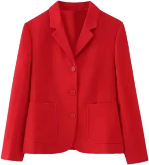 Women Spring Red Cape Blazer Pleated Skirt Side Zipper Office A Line Midi Long Skirt Sets