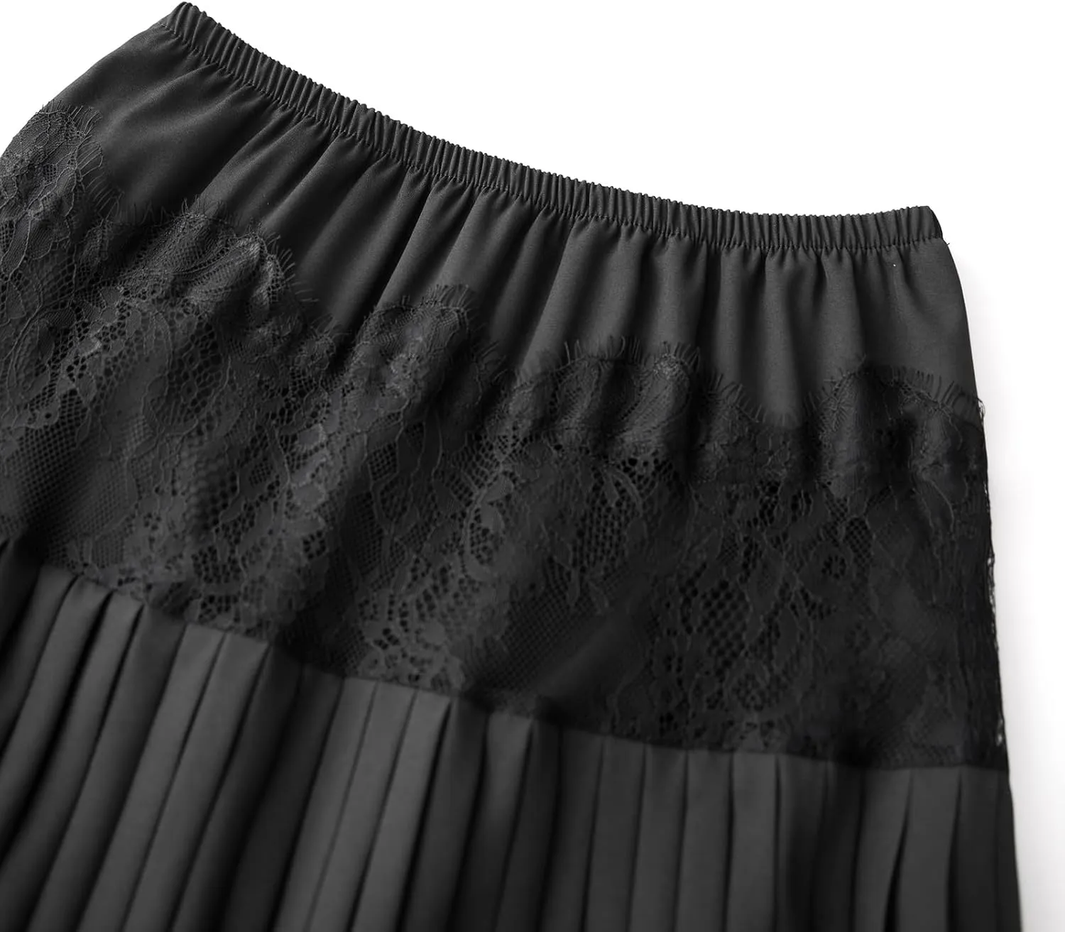 Women Y2k Lace Half Slip Skirt Low Rise Pleated Ruffle Midi Skirt Layered Flowy Long Skirts Underskirt