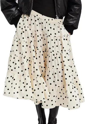 Women Y2K Plaid Maxi Skirt Elastic Waist Tie Up A Line Skirt Ruffle Hem Pleated Polka Dot Long Skirt Streetwear