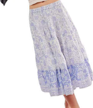 Women Y2K Plaid Maxi Skirt Elastic Waist Tie Up A Line Skirt Ruffle Hem Pleated Polka Dot Long Skirt Streetwear