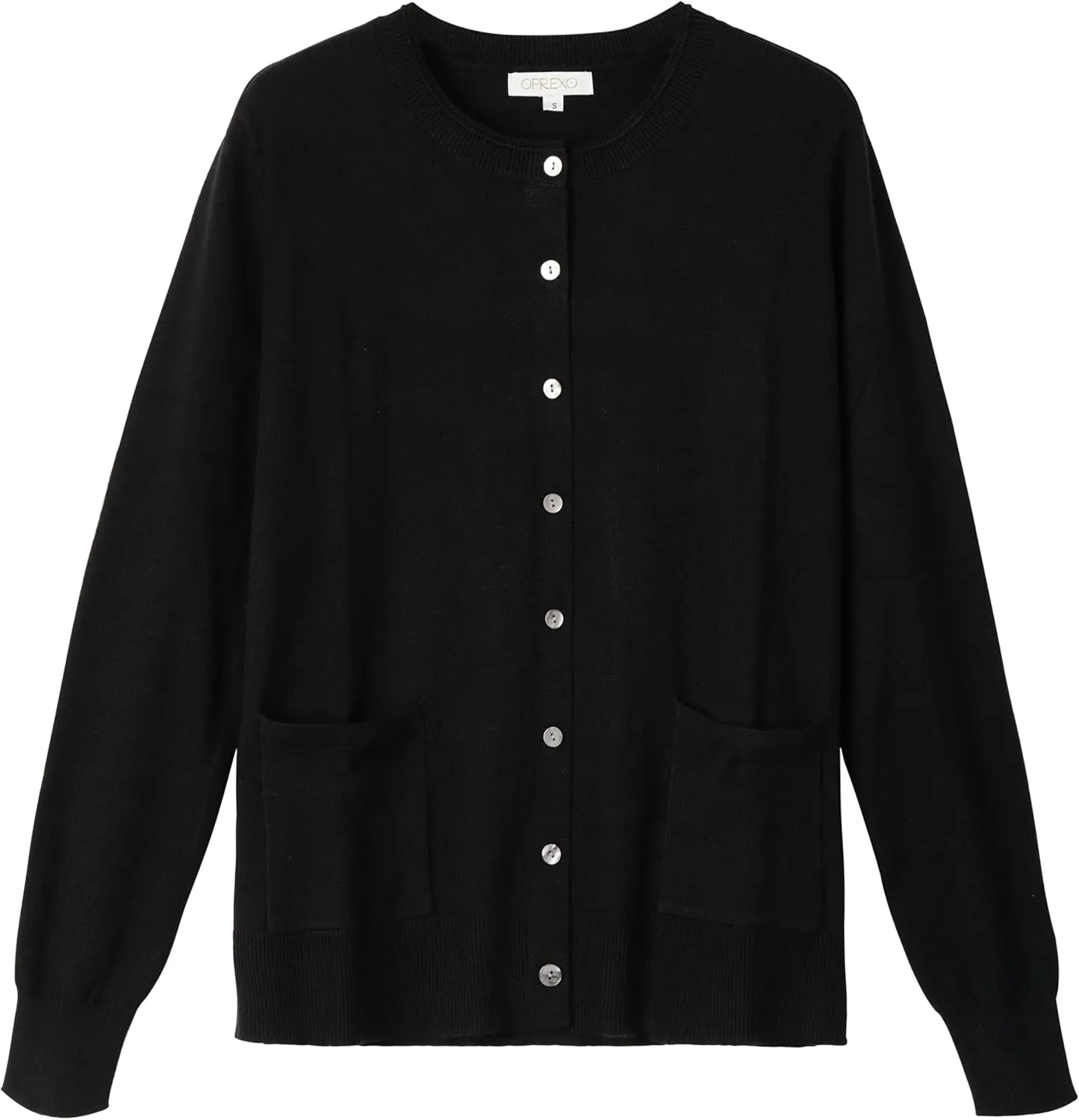 Women's Casual Open Front Button Long Sleeve Knit Pocket Lightweight Cardigan
