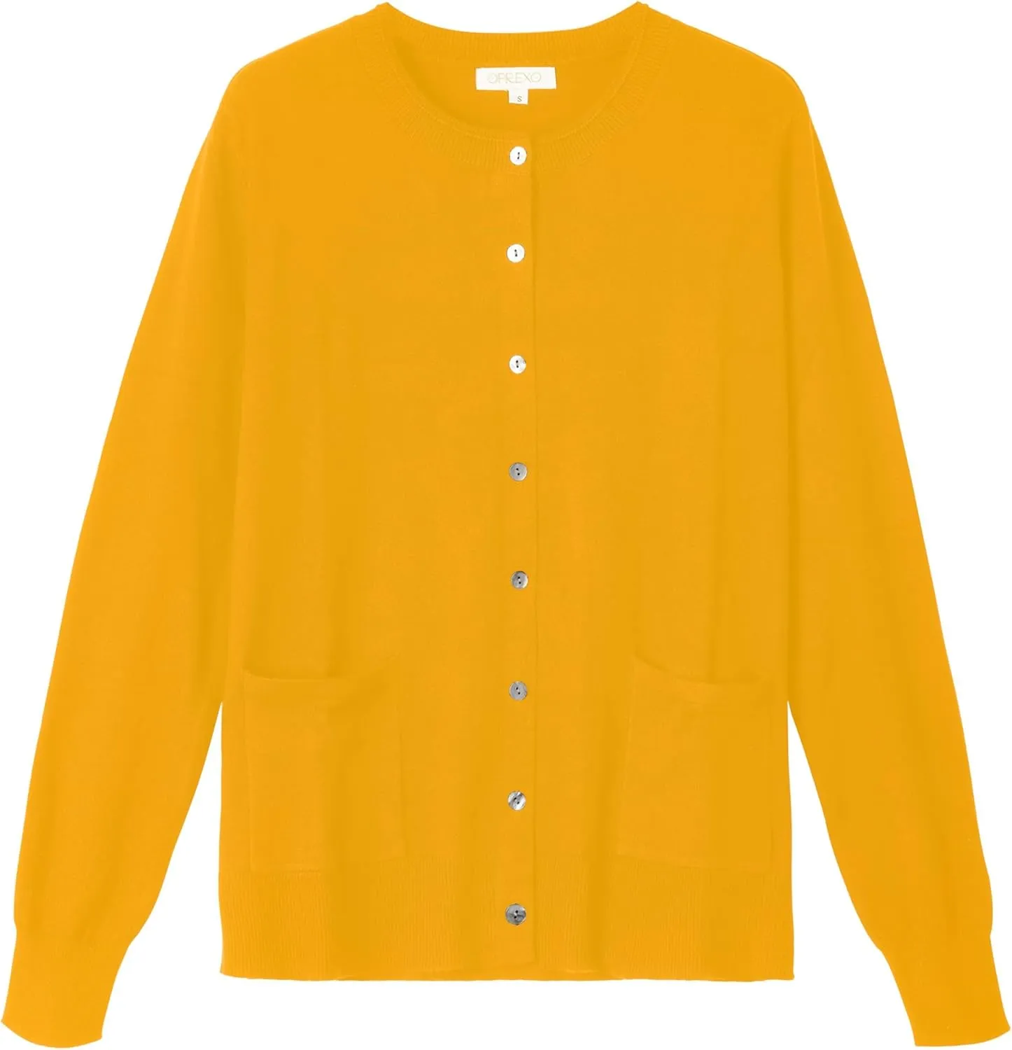 Women's Casual Open Front Button Long Sleeve Knit Pocket Lightweight Cardigan