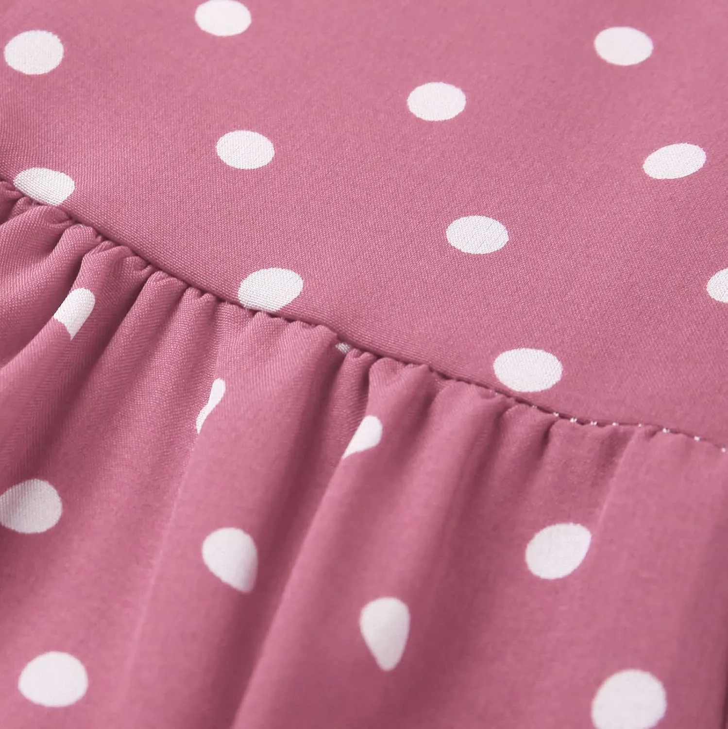 Women's Elegant Round Neck Sleeveless Dress Hem Ruffle Pleated Midi Skirt Polka Dot Loose Dresses Party Vacation