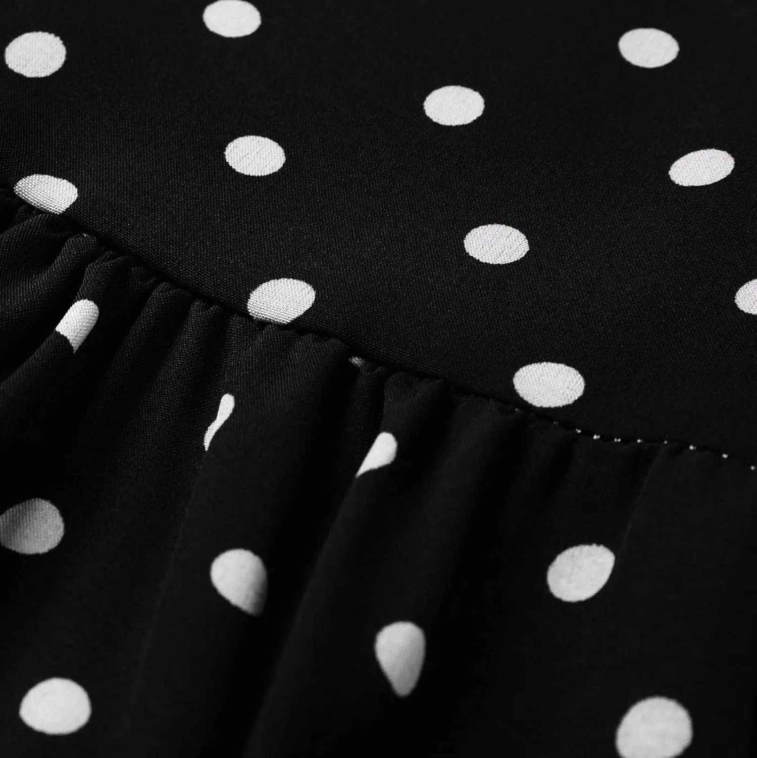 Women's Elegant Round Neck Sleeveless Dress Hem Ruffle Pleated Midi Skirt Polka Dot Loose Dresses Party Vacation