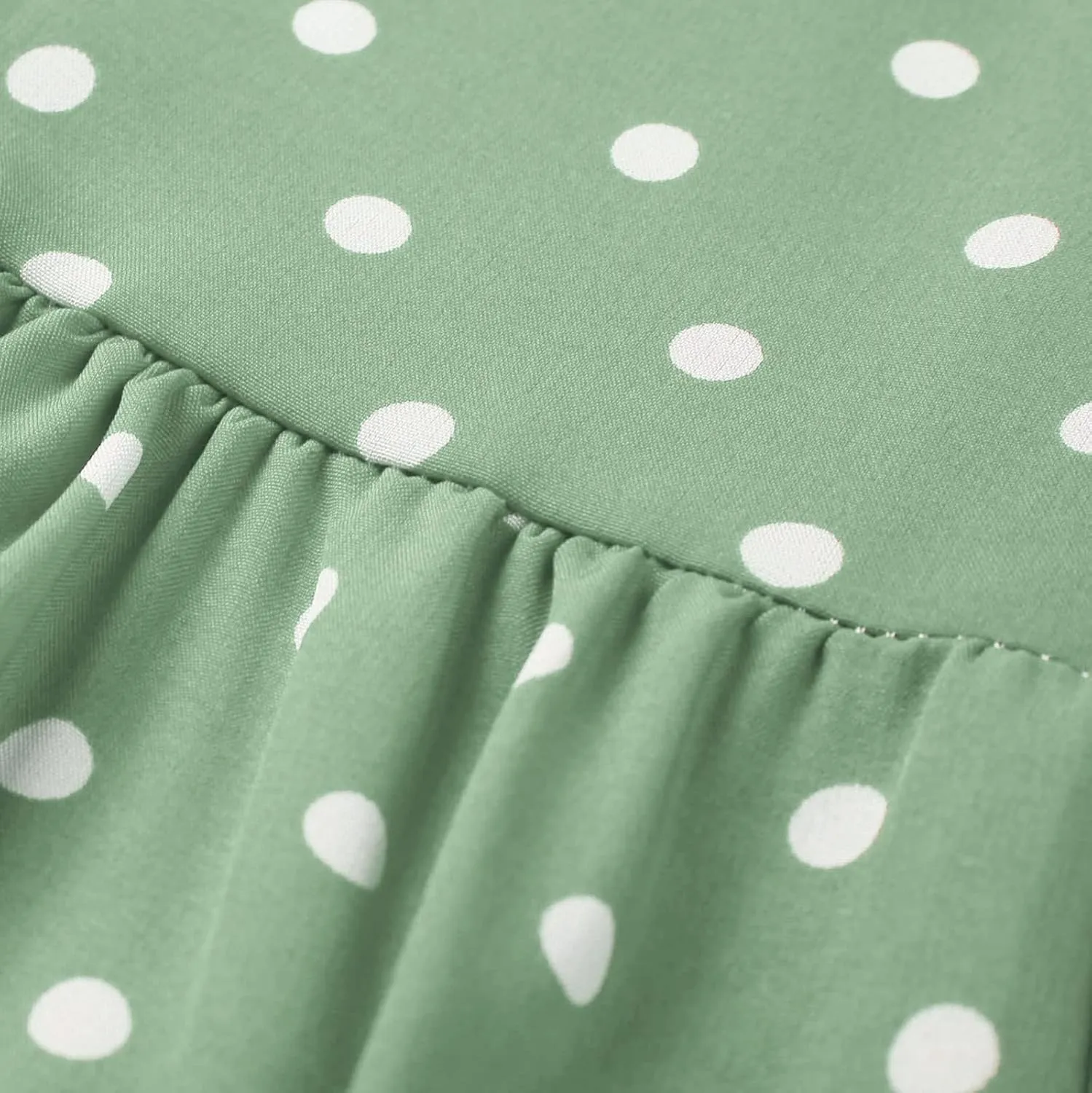 Women's Elegant Round Neck Sleeveless Dress Hem Ruffle Pleated Midi Skirt Polka Dot Loose Dresses Party Vacation