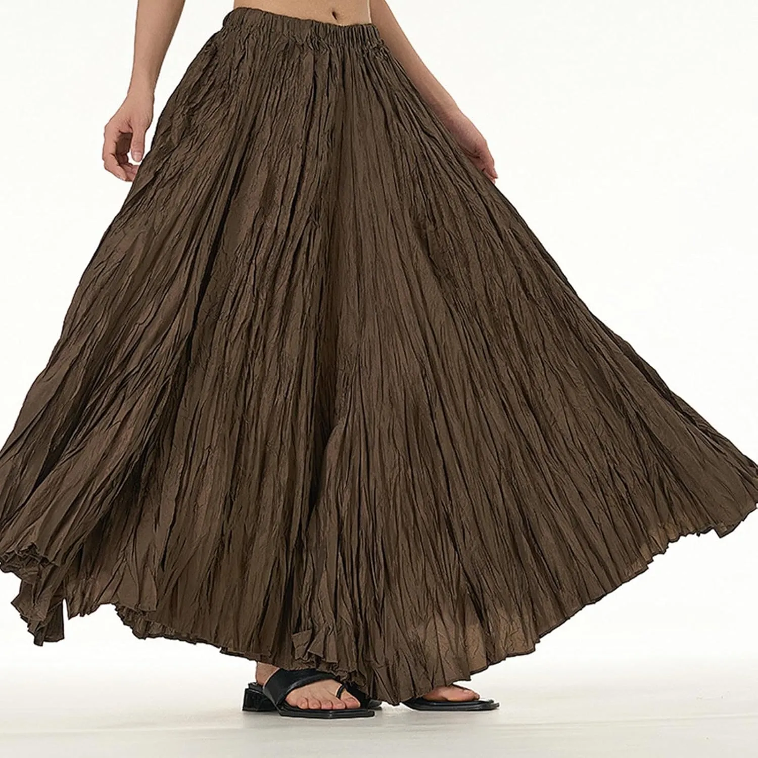 Women's Eleganti Skirts Fluttering Drapey Crinkle Slim Waist Plus Hem Loose Skirt Midi Dress Walking Daily Wear