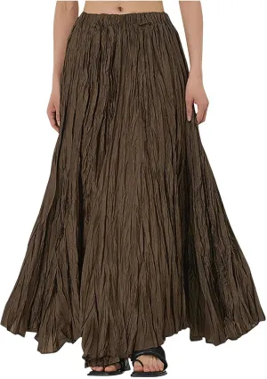 Women's Eleganti Skirts Fluttering Drapey Crinkle Slim Waist Plus Hem Loose Skirt Midi Dress Walking Daily Wear