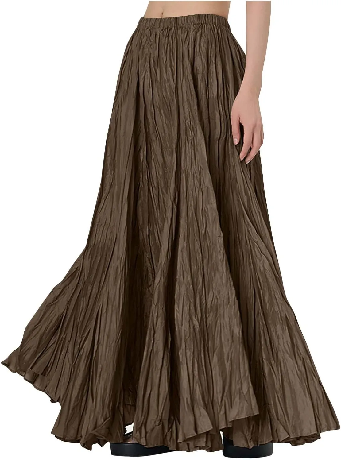 Women's Eleganti Skirts Fluttering Drapey Crinkle Slim Waist Plus Hem Loose Skirt Midi Dress Walking Daily Wear