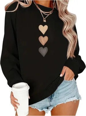 Women's Graphic Print Crewneck Pullover Sweatshirt Long Sleeve Drop Shoulder Tops