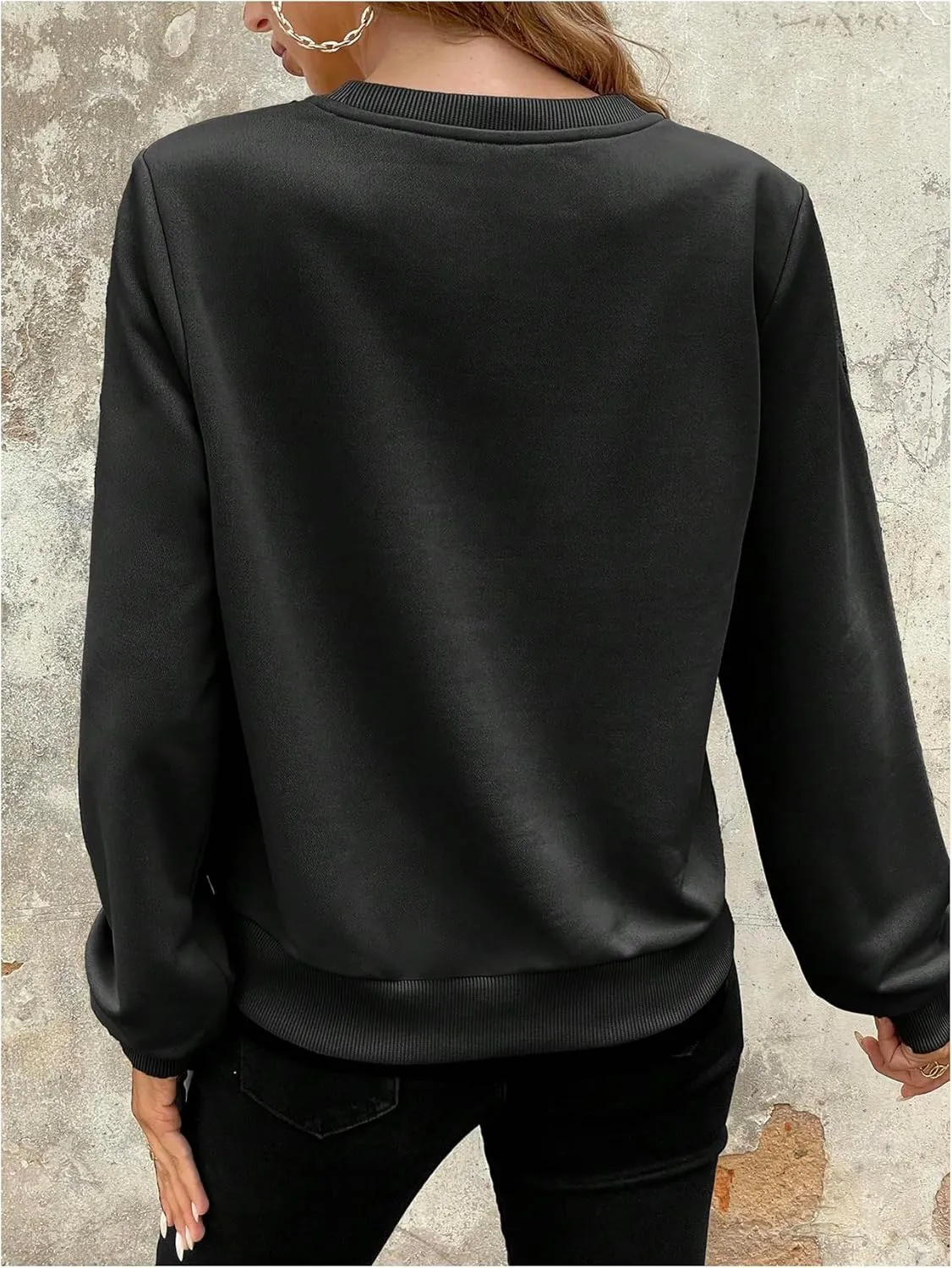 Women's Graphic Print Crewneck Pullover Sweatshirt Long Sleeve Drop Shoulder Tops