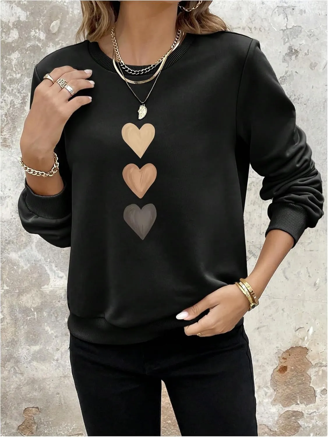Women's Graphic Print Crewneck Pullover Sweatshirt Long Sleeve Drop Shoulder Tops