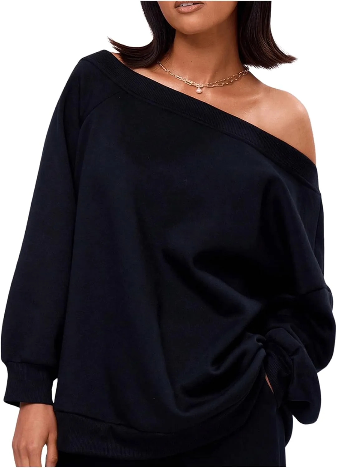 Women's Off The Shoulder Sweatshirt Long Sleeve Drop Shoulder Oversized Pullover Tops Fall Outfits